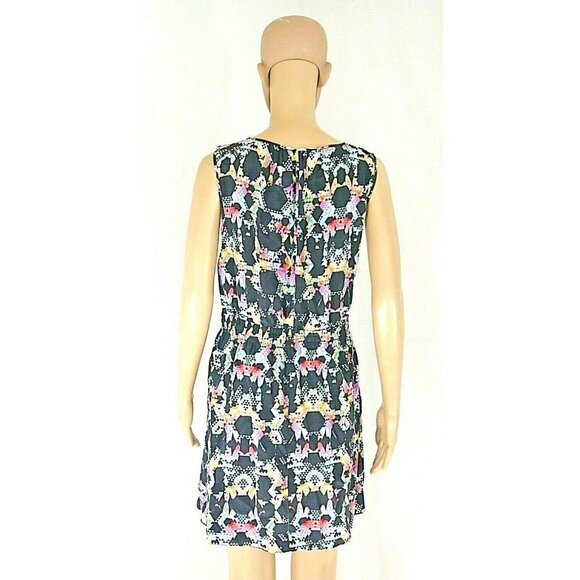 Tibi New York  Black Multi Color Geometric Print 100% Silk Dress Womens Size 2 - Picture 4 of 9